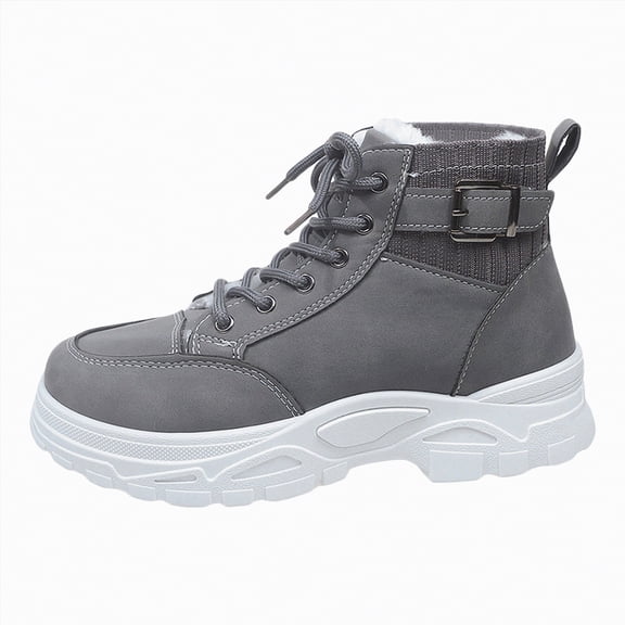 CAICJ98 Winter Boots Women Waterproof Work Ankle Boots Comfortable Warm Lined Boots for Backpacking Cycling Walking Women's Snow Boots (Grey,Size 9.5)