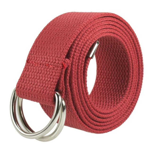 Gelante Canvas Web D Ring Belt Silver Buckle Military Style for men & women 1 or 3 pcs&nbsp;2052-Red (S/M)