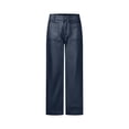 thumbnail image 4 of Yuhangmm Women's Pants Summer High Waist Straight Leg Button Wide Leg Pants For Casual Comfortable Trousers Navy XXL, 4 of 5