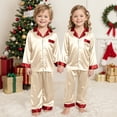 thumbnail image 2 of Jkety Christmas Pajamas for Family Christmas Pajamas for Family Silk Satin Holiday Matching Pajamas Sets Long Sleeve Button Down Xmas Loungewear Sets, 2 of 7