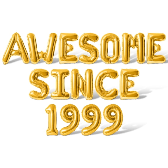 Letter & Number Balloons - AWESOME SINCE 1999 16" Inch Alphabet Letters Foil Mylar Balloon Birthday Party Banner (Gold)