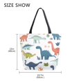 thumbnail image 5 of FORMRS Womens Canvas Tote Bag with Zipper Inner Pocket Shoulder Handbag, Dinosaur Pattern, 5 of 7