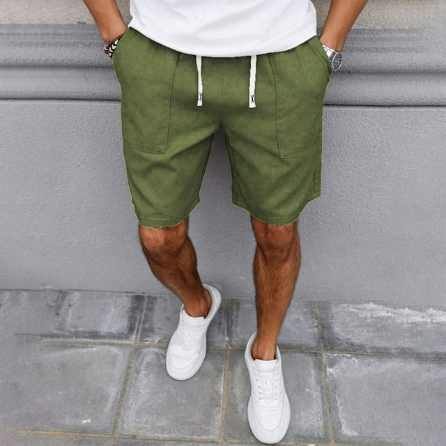 pstuiky Abreviatura para hombres, Pantalones cortos de verano para hombre, de color liso, informales, con cordón ajustable. Pantalones cortos de entrenamiento