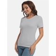 thumbnail image 5 of Women's Crew Neck Ribbed Fitted Shirt Basic Short Sleeves Summer T Shirt Tops, 5 of 7