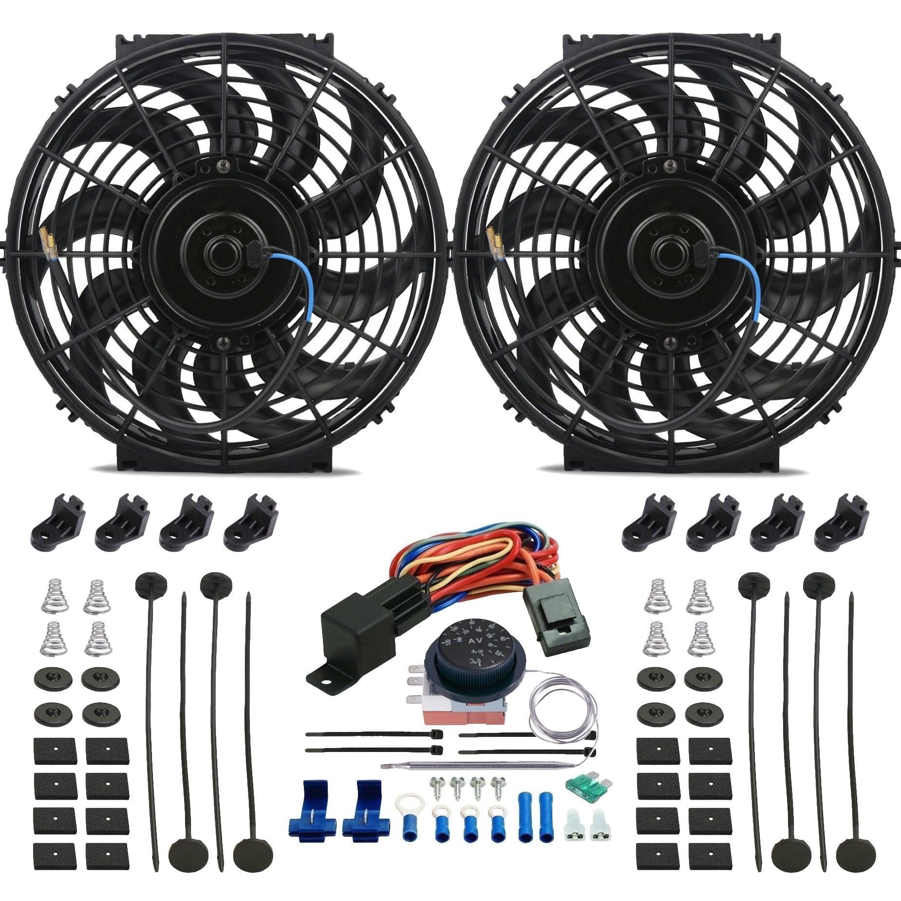 Dual 12-13" Inch Radiator Cooling Fans Adjustable Temp Controller Kit - Walmart.com