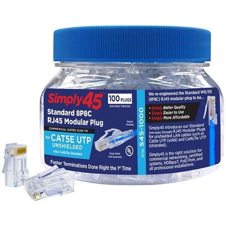 UPC: 0817777017755 | SIMPLY45 S45-1000  Cat5e Unshielded  Standard WE/SS RJ45