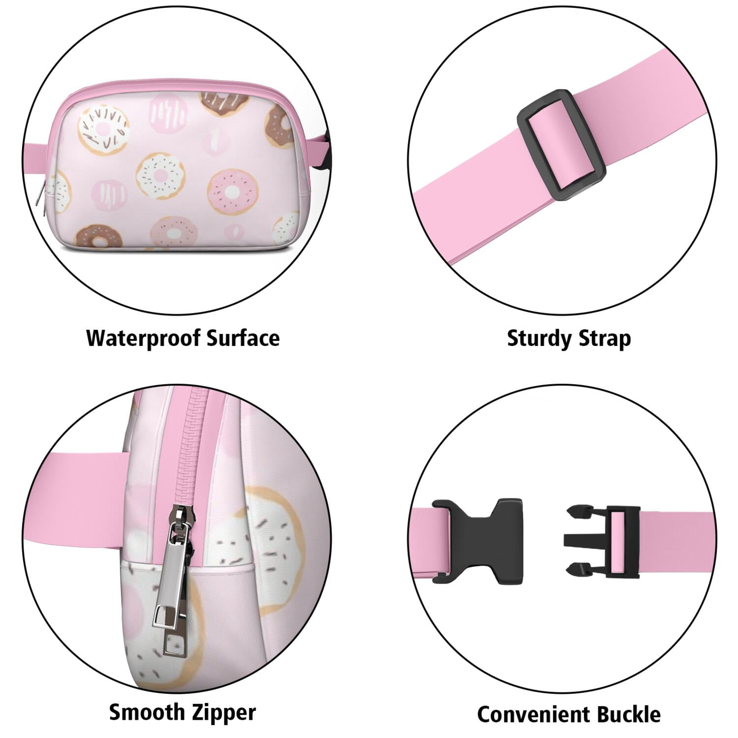 Crossbody Fanny Pack for Men&Women Hands Free Running Belt for Jogging with Adjustable Strap for Outdoors Workout Traveling Doughnut Sporty Waist Pack
