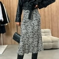 thumbnail image 4 of Women Midi Skirt High Waist Leopard Print Loose Fit Mid-calf Length Skirt Commuting Style Zipper Design Skirt, 4 of 7