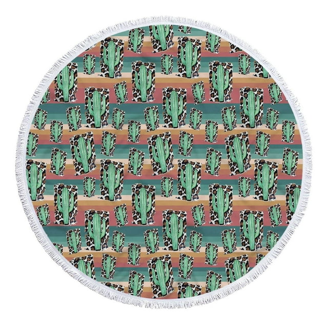Fiudx Toalla de Playa Redonda de Microfibra, Tela Suave y Superligera, Secado Rápido, Resistente a La Arena, Multiusos, Ideal para Viajes y Piscinas, Manta Colorida de 152 Cm.