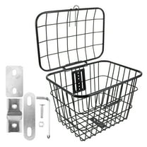 Tineasur Thickened Black Bike Basket with Lid for Bicycles and E-Bikes 1Set