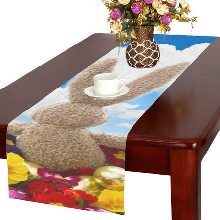 

MYPOP Easter Eggs Cotton Linen Table Runner 16x72 inches