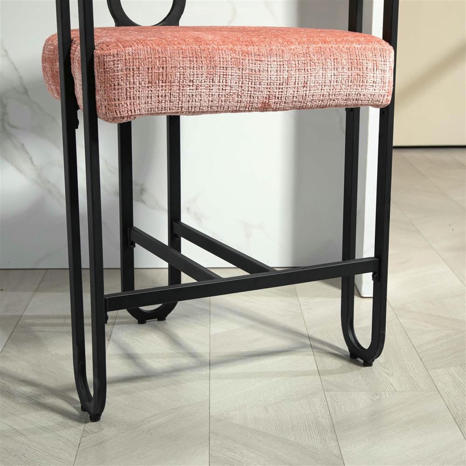 Demi Bonn 34" Counter Height Bar Stools Set of 2, Upholstered Barstools with Back, Kitchen Island Countertop Chairs for Dining Room, Pink