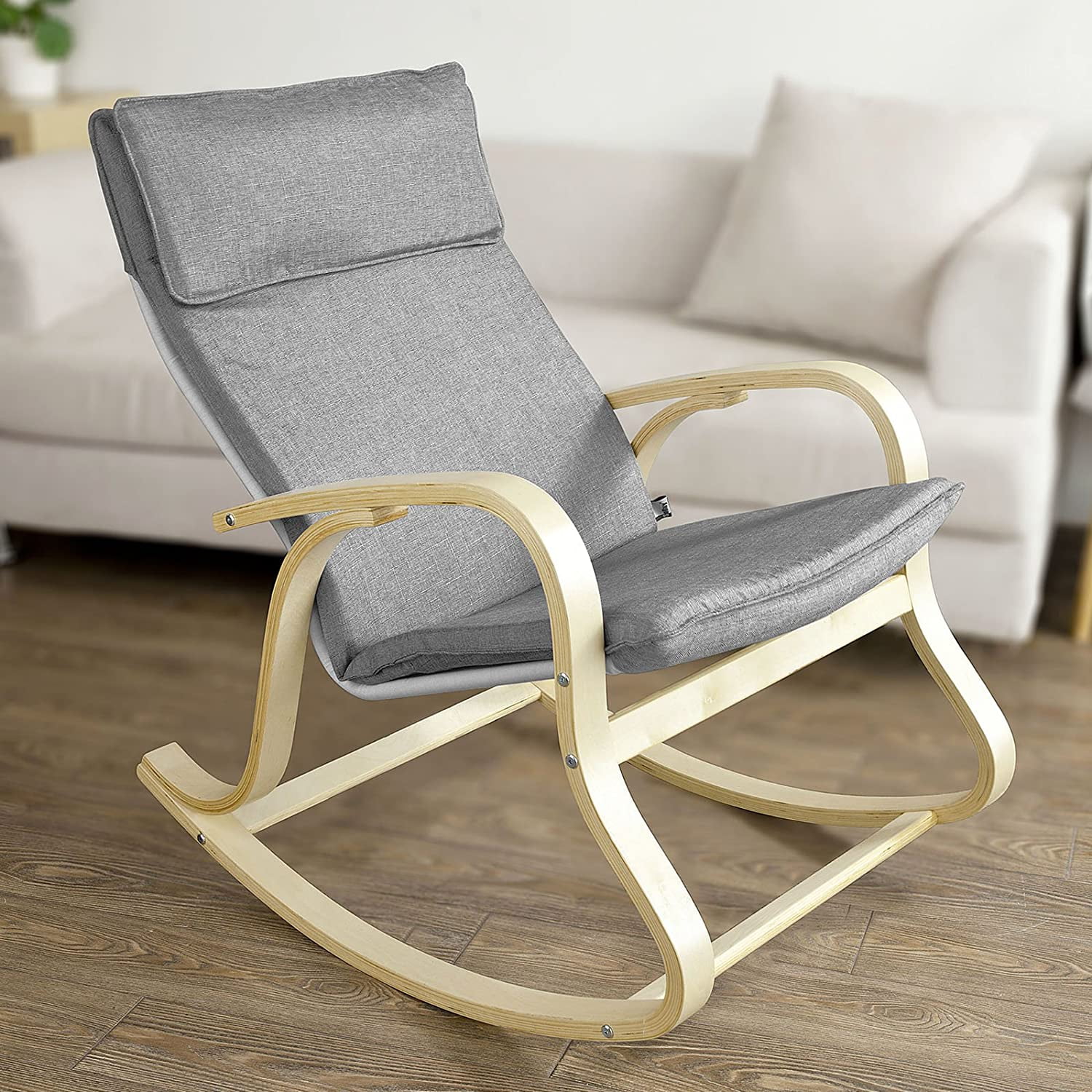 Haotian FST15-DG Lounge Chair Relax Chair with Cotton Fabric Cushion Comfortable Relax Rocking Chair 