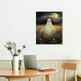 thumbnail image 2 of ALEPADNF  Vintage Halloween Canvas Wall Art Ghost in the Pumpkin Field Painting Halloween Ghost Picture Cute Ghost Halloween Decor 12x16 in, 2 of 5
