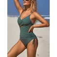 thumbnail image 5 of Womens Ruched One Piece Swimsuit V Neck Monokini Bath Suit Tie Side Swimwear, 5 of 7