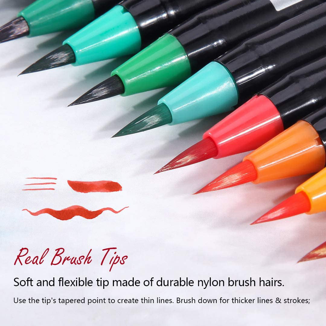 Watercolour Brush Pen Set,24 Colors Real Brush Paint Markers,Vibrant Water 