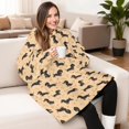 thumbnail image 4 of Dachshund and Bone Orange Pattern Oversized Sherpa Fleece Wearable Blanket Hoodie, Double-Sided Warm Fuzzy Pullover with Super Pockets for Women & Men, 4 of 6