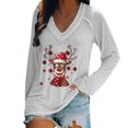 thumbnail image 1 of Camiseta de manga larga con estampado navideño informal con cuello en V para mujer a la moda Fridja  FKASFK3269, 1 of 4