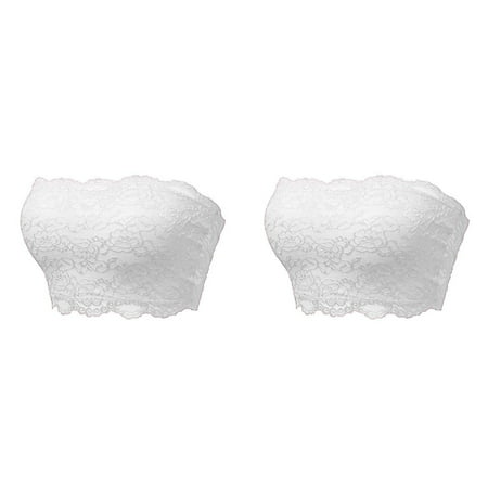2 Pack Ladies Seamless Tube Top Lace Beauty Back Chest Wrapping Underwear Lace Shirt Cover Holders 4 Piece Womens Bandeau Bra Strapless Stand Organizer Tube Top Jumpsuit for Women Bra Top Tube Top
