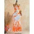 thumbnail image 6 of Women's Vintage Floral Print Draped Neck Layered Ruffle Hem Maxi Dress, Vacation Summer Style, 6 of 10