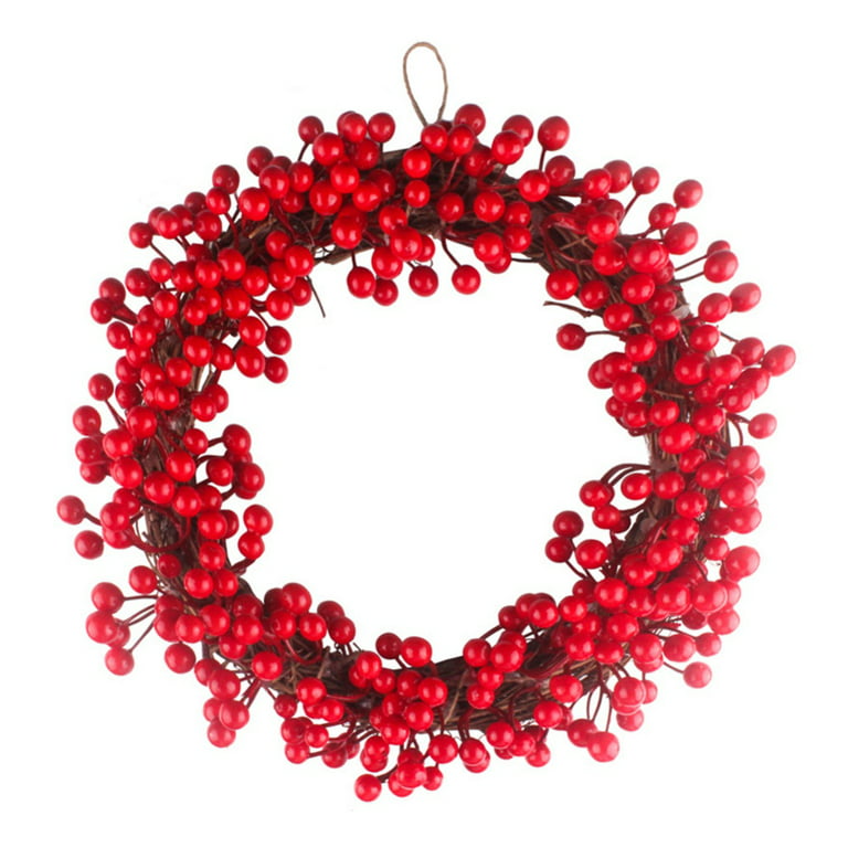 Sallyfashion Artificial Holly red Berries on Wire Stems, 200 Stems with 400  Pieces Fake Berries for Christmas Tree Decorations Wreath Craft Use Xmas