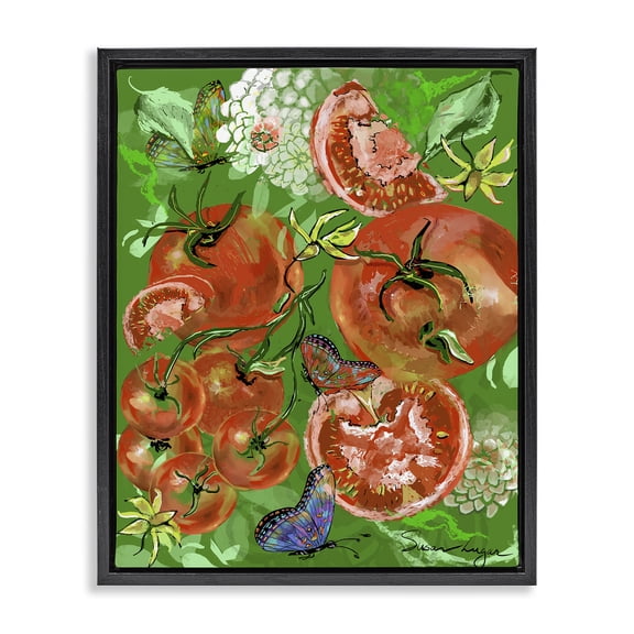 Stupell Industries Tomatoes Swirl Collage Black Framed Floater Canvas Wall Art, design by Susan Lugar
