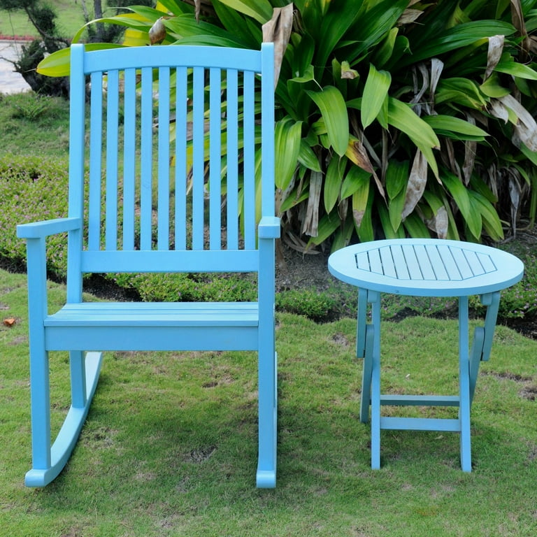 International Caravan Nicosia Acacia Wood Rocker and Side Table International Caravan Nicosia Acacia Wood Rocker and Side Table