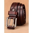 thumbnail image 6 of Catelles Handcrafted Vintage Durable Leather Brown Belt, Alloy Pin Buckle, Business Casual Style, Gift Box with Hole Puncher&For waist 46 in Width1.5 in(3.8cm), 6 of 10
