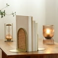 Home Decor Collection Gold and Natural Rattan Decorative Tabletop Bookends