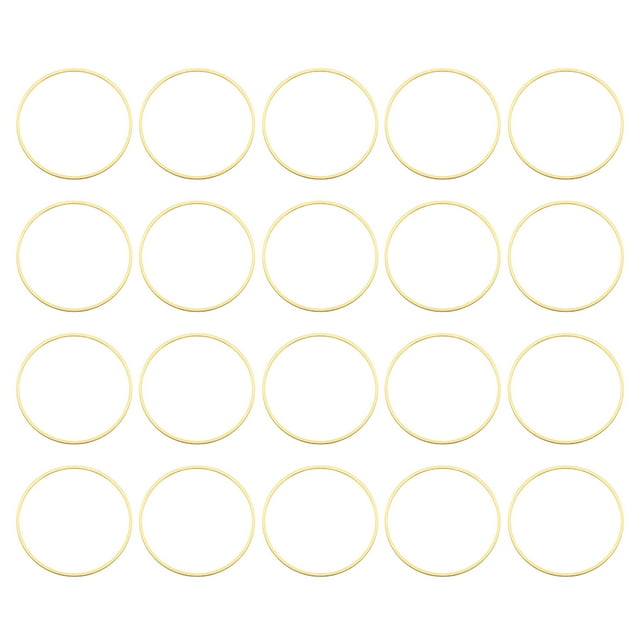 Unique Bargains 50 Pack 30mm Brass Hollow Circle Bezel Round Linking Rings(Gold)