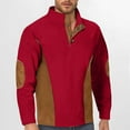 thumbnail image 2 of Zipper Hoodies Men Quarter Zip Sweatshirt Color Block Stand Collar Long Sleeve Mens Sweatshirts Red M, 2 of 5