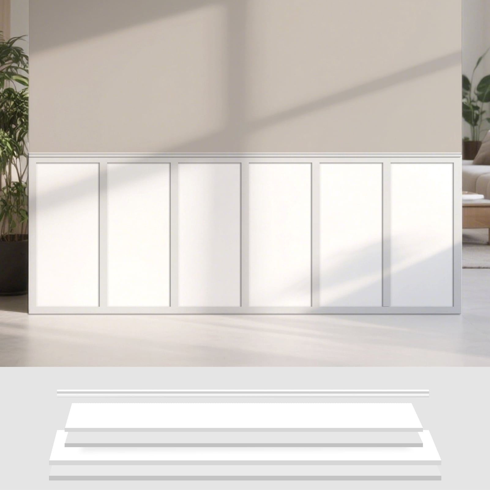 Art3d Premade Wainscoting Panel Kit, White Primed Board & Batten Wall Décor,Paintable Polystyrene Molding Trim for Accent Wall for Living Room, Bedroom & Kitchen