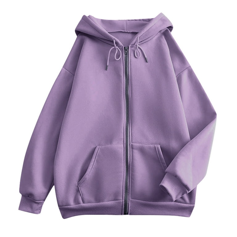 Light Purple Womens Hoodies Long Sleeve Zipper Fall