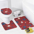 thumbnail image 4 of 4 Pcs Shower Curtain Set Holiday American Flag Rustic Blue Red Stars with Rugs Toilet Lid Cover And Bath Mat Memorial Day Patriotic Shower Curtain with 12 Hooks for Bathroom Decor 72inch X 72inch, 4 of 8