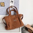 thumbnail image 4 of Bolsas De Hombro Bolso de viaje de pana de mano informal de gran capacidad a rayas que combina con todo para fiesta, 4 of 9