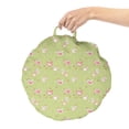 thumbnail image 2 of Hen and Chicks Round Floor Cushion with Handle, Cartoon Pattern with Chicken and Rooster, Decorative Pillow for Living Room & Dorms, 18" Round, Green Pink, by Ambesonne, 2 of 4