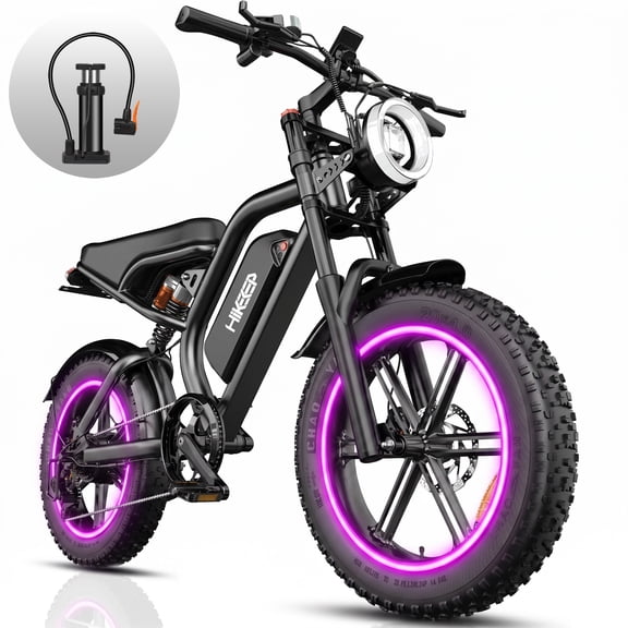 Electric Bike for Adults, 1500W Peak Fat Tire Ebike 20″×4″ Snow-Tread, 48V 15.6Ah Removable Battery, 32MPH, Dual Suspension, Shimano 7-Speed, Hydraulic Disc Brakes, Bonus Accessories