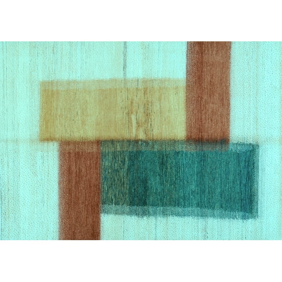 Ahgly Company Indoor Rectangle Abstract Light Blue Contemporary Area Rugs, 7' x 10'