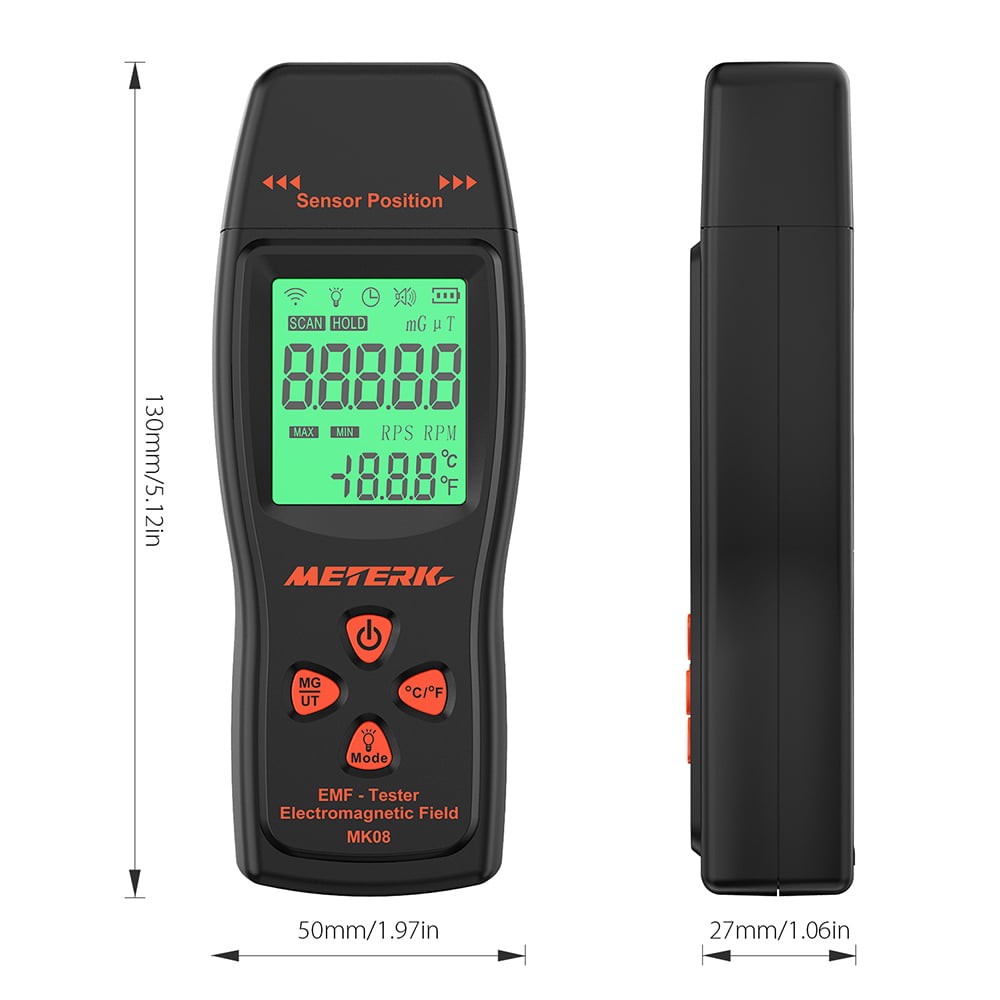 Meterk EMF Meter Digital LCD EMF Detector Electromagnetic Field Radiation Tester 
