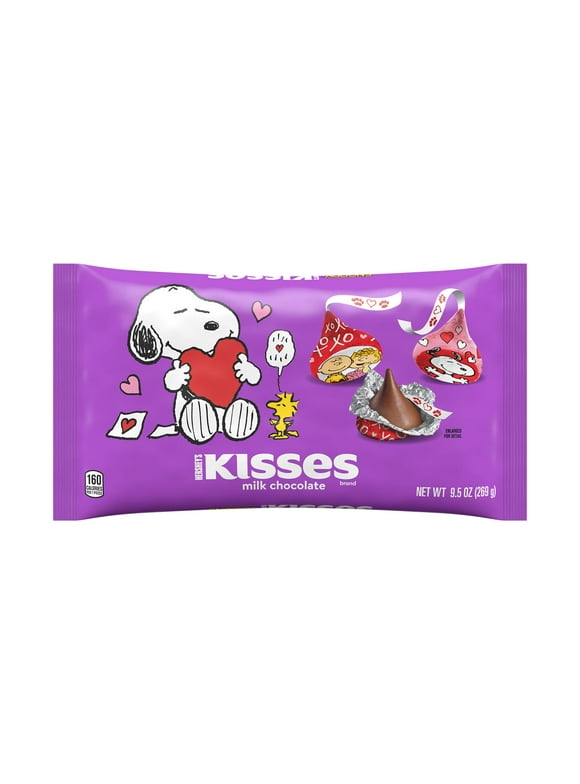Hershey's Kisses Milk Chocolate Snoopy and Friends Valentine's Day Candy, Bag 9.5 oz