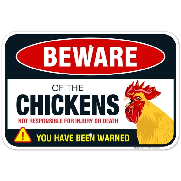 Beware of Chicken Sign, Chicken Coop Decor Gifts for Chicken Lovers, 12x18 Aluminum