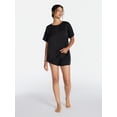 thumbnail image 3 of Joyspun Women’s Short Sleeve Stretch Satin Top and Shorts Pajama Set, 2-Piece, Sizes XS-3X, 3 of 6