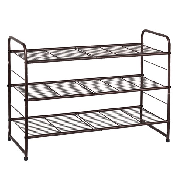 Fuleadture 3 Tier Shoe Rack Organizer for Bedroom Closet in Kitchen-Bronze
