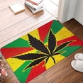 thumbnail image 3 of Welcome Door Mats Yellow Green and Red Flag Black Leaves Rugs Rug Carpets Bathroom Decor for Kitchen Bedroom Indoor Floor Front Porch Rugs Outdoor Door Mats Entrance Patio Carpet Decor 17x30 inch, 3 of 6
