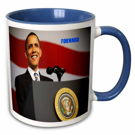 

3dRose President Obama n Going Forward - Two Tone Blue Mug 11-ounce