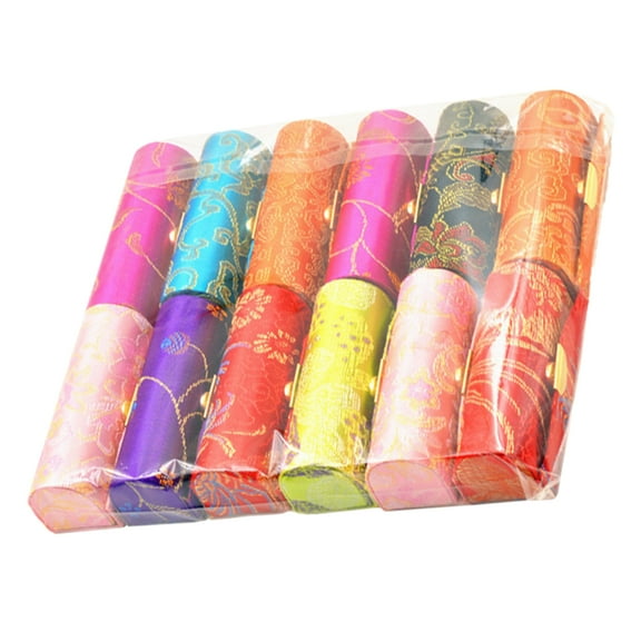Portable Lipstick Cases with Mirror in Cloth Multi Color for Storage Use 12 Pcs