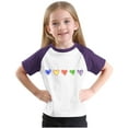 thumbnail image 6 of TEAJOPSUU 3-15 Years Boys Girls Tshirt Casual Raglan Tees Crew Neck Tunic Top Summer Soft Cute Rainbow Stripes Short Sleeve Blouse D-Purple, 6 of 8