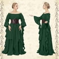 thumbnail image 2 of IROOZIGOTO Womens Medieval Renaissance Maxi Dress Off Shoulder Long Flare Sleeve with Brown Lace Up Corset Belt Halloween Cosplay Costume, 2 of 9