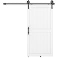 thumbnail image 1 of 42" x 84" White Sliding Barn Door with 7FT Hardware Kit, Waterproof PVC-Coated MDF & Pine Wood, Space-Saving Industrial Style for Kitchen, Bathroom, Bedroom and Laundry Room, 1 of 7