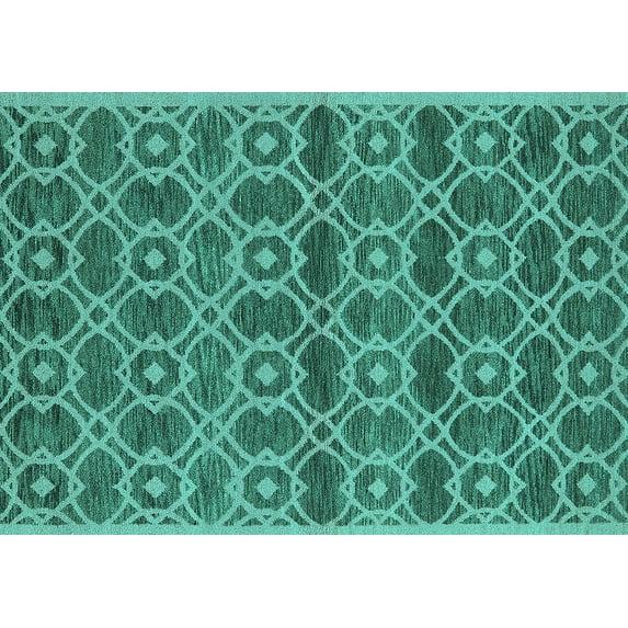 Ahgly Company Machine Washable Indoor Rectangle Oriental Turquoise Blue Industrial Area Rugs, 8' x 10'